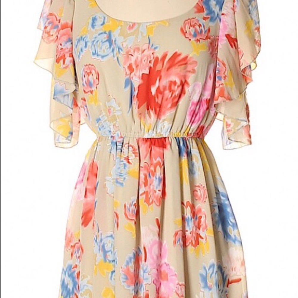 MARGO & SEBASTIAN Mini Spring Sheer Floral Dress